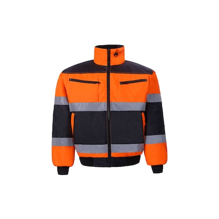 2W International Hi-Vis Reversible Jacket, 100% Polyester Oxford with PU coating., Class 2 Orange/Black, L 300BC-2 L